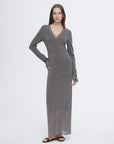Elegant and intellectual triacetate Tencel blended skin - friendly transparent splicing design V - neck dress - variant_title
