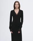 Elegant and intellectual triacetate Tencel blended skin - friendly transparent splicing design V - neck dress - variant_title