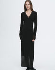 Elegant and intellectual triacetate Tencel blended skin - friendly transparent splicing design V - neck dress - variant_title