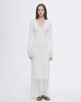 Elegant and intellectual triacetate Tencel blended skin - friendly transparent splicing design V - neck dress - variant_title