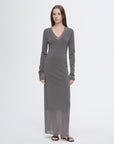 Elegant and intellectual triacetate Tencel blended skin - friendly transparent splicing design V - neck dress - variant_title