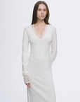 Elegant and intellectual triacetate Tencel blended skin - friendly transparent splicing design V - neck dress - variant_title