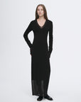Elegant and intellectual triacetate Tencel blended skin - friendly transparent splicing design V - neck dress - variant_title