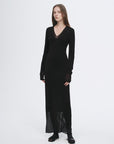 Elegant and intellectual triacetate Tencel blended skin - friendly transparent splicing design V - neck dress - variant_title