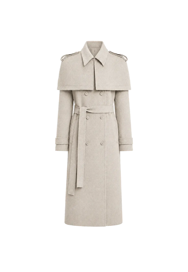 “3 Looks in One Coat” Firelady Fur Women's Alpaca Wool Coat with Detachable Cape "Elegant Silhouette"