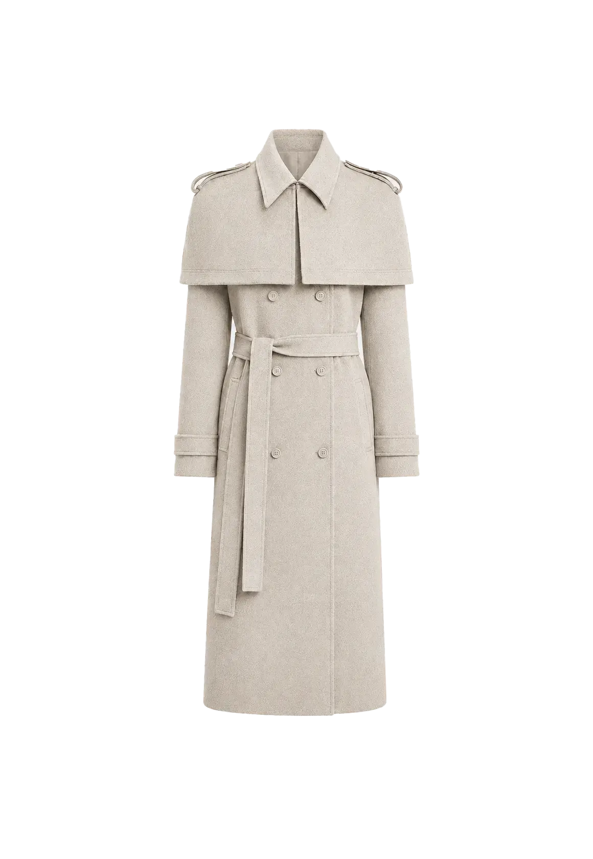 Elegant Silhouette alpaca wool coat with detachable cape product image 01