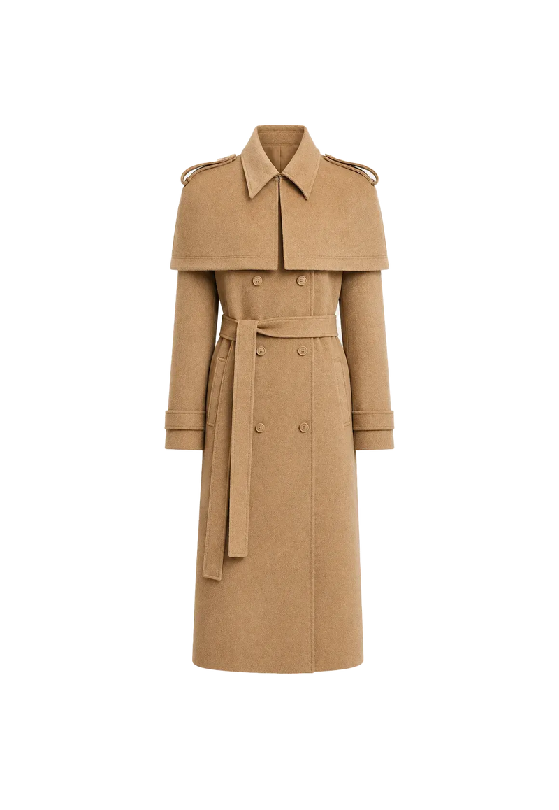 “3 Looks in One Coat” Firelady Fur Women's Alpaca Wool Coat with Detachable Cape "Elegant Silhouette"