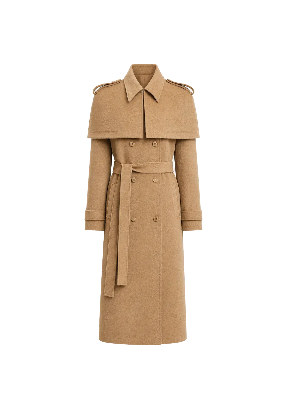 Elegant Silhouette alpaca wool coat with detachable cape product image 04