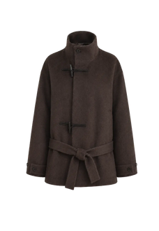 Elegant Warmth alpaca wool blend stand-collar short coat product image 01