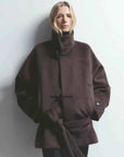 Elegant Warmth alpaca wool blend stand-collar short coat product image 07