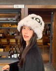 Ethnic festive rabbit fur knitted plush hat - variant_title