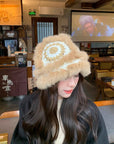 Ethnic festive rabbit fur knitted plush hat - variant_title