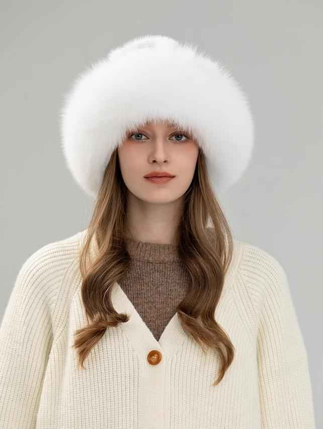 Ethnic style mink warm ear protection fox fur bucket hat - variant_title