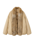 Fireladyfur Women’s Down Parka with Detachable Real Wolf Fur Trim Polish White Goose Down “Glacier Parka”
