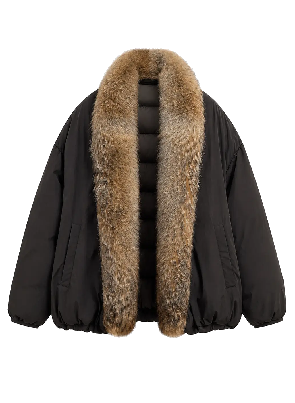 Fireladyfur Glacier Parka down parka with detachable real wolf fur trim, front view