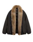 Fireladyfur Women’s Down Parka with Detachable Real Wolf Fur Trim Polish White Goose Down “Glacier Parka”