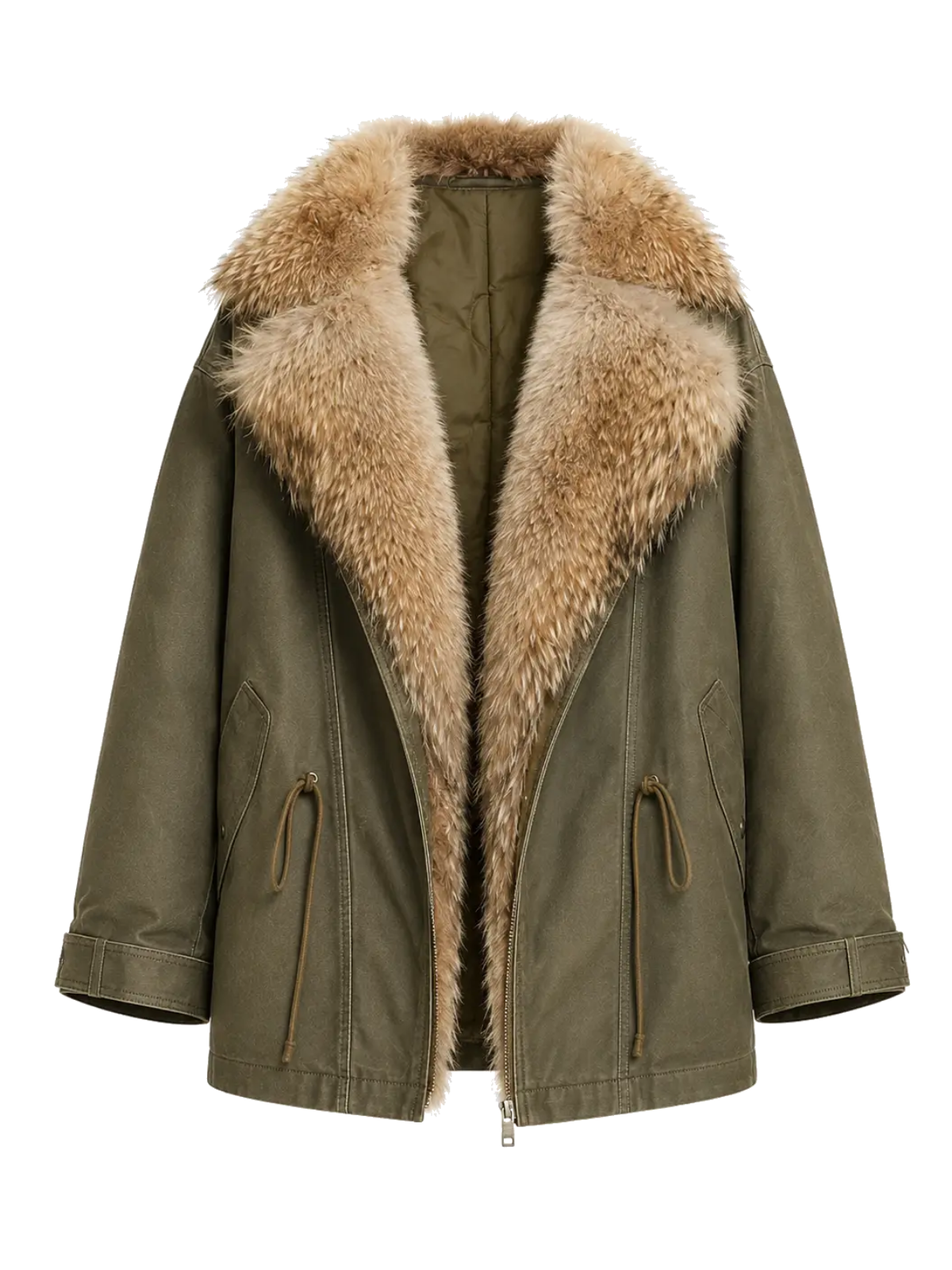 Firelady Wilderness Parka green fur collar coat front product cutout