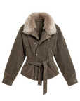 Firelady Fur Women's Goose Down Parka Coat with Detachable Toscana Shearling Fur Collar“Modern Traveler”