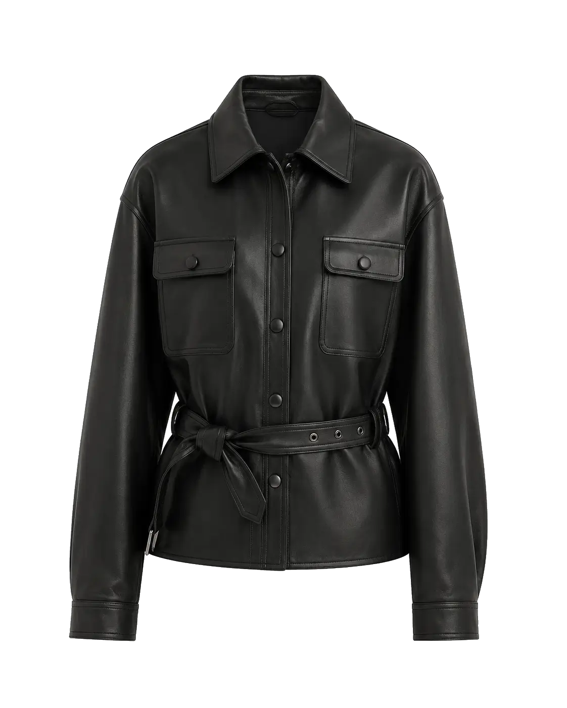 Letrans Twilight Knight cropped belted leather safari jacket product cutout