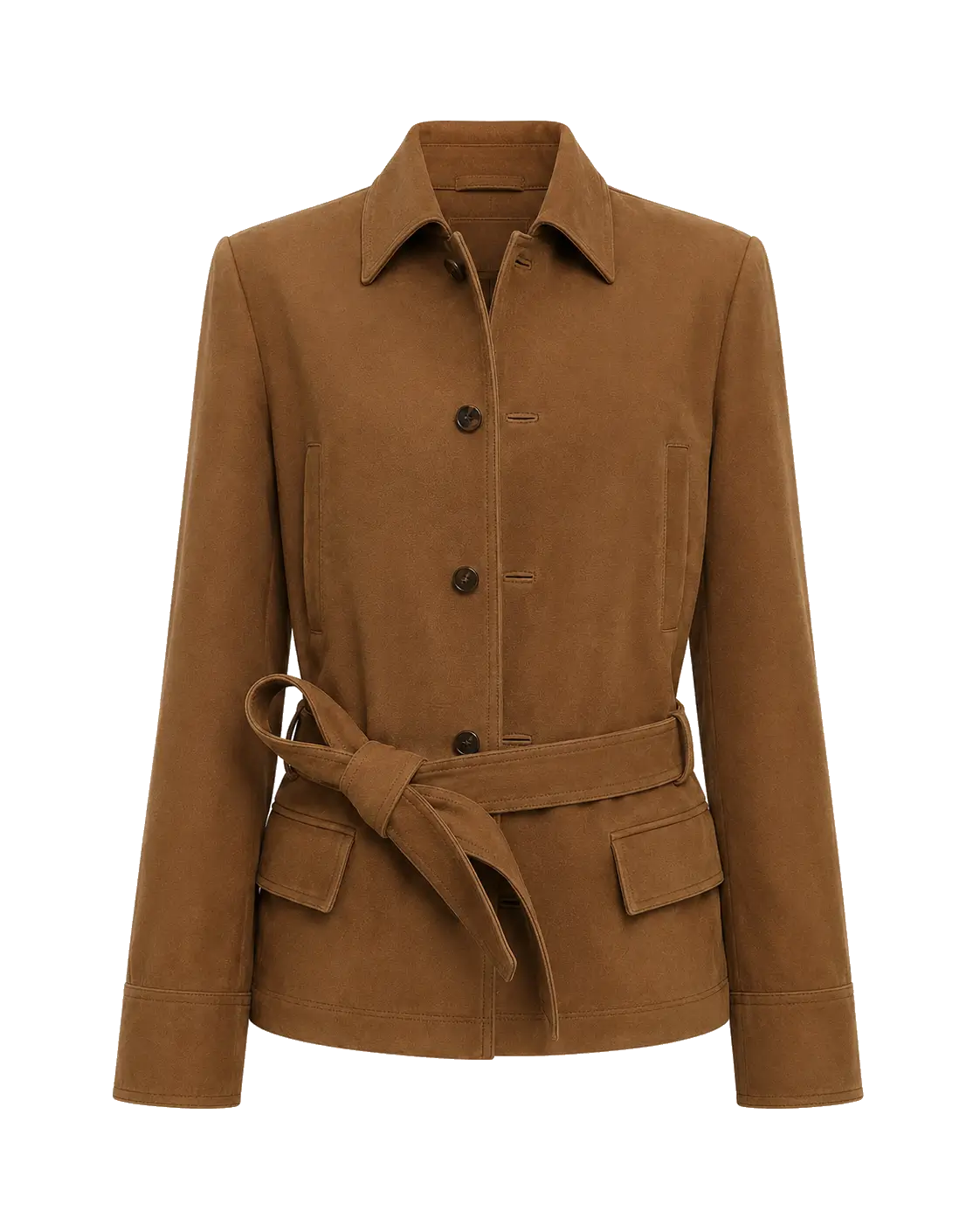THE ARTM black lambskin leather jacket retro fitted suede coat product cutout