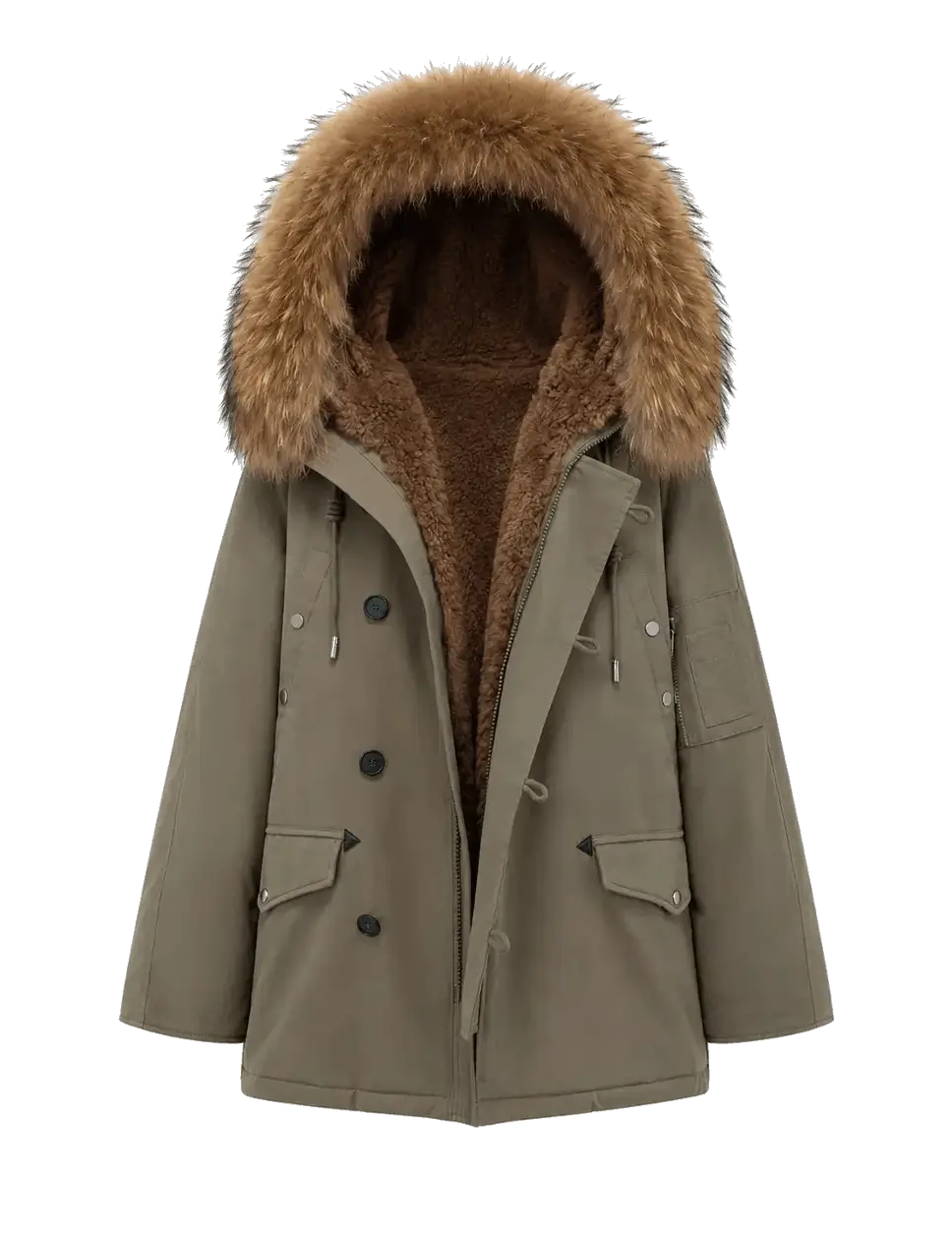 Fireladyfur Coastal Highway II shearling lined down parka product cutout