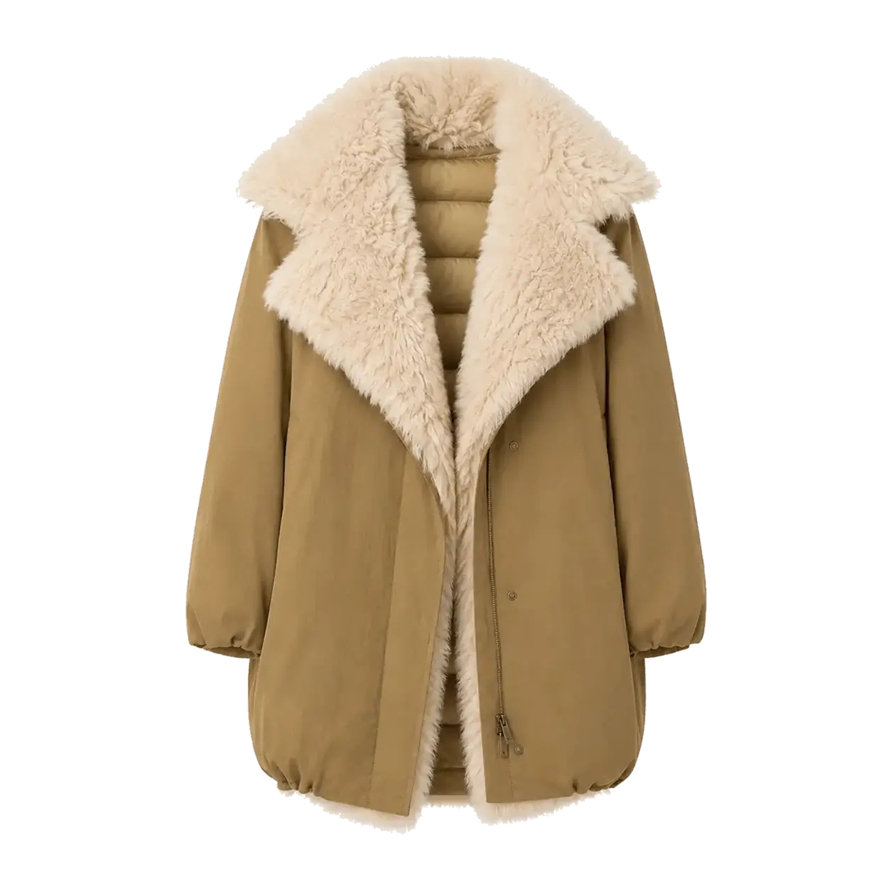 Fireladyfur Women's Winter Goose Down Coat with Tuscan wool"Modern Introduction"