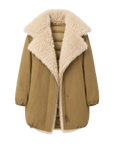 Fireladyfur Women's Winter Goose Down Coat with Tuscan wool"Modern Introduction"