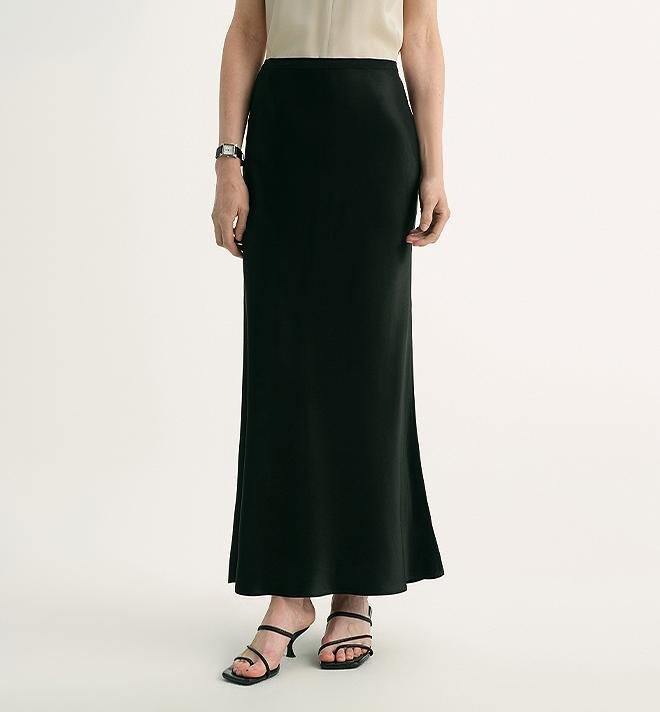 "Extremely luxurious" American EASTMAN acetate glossy bias - cut elegant slim fishtail skirt - variant_title