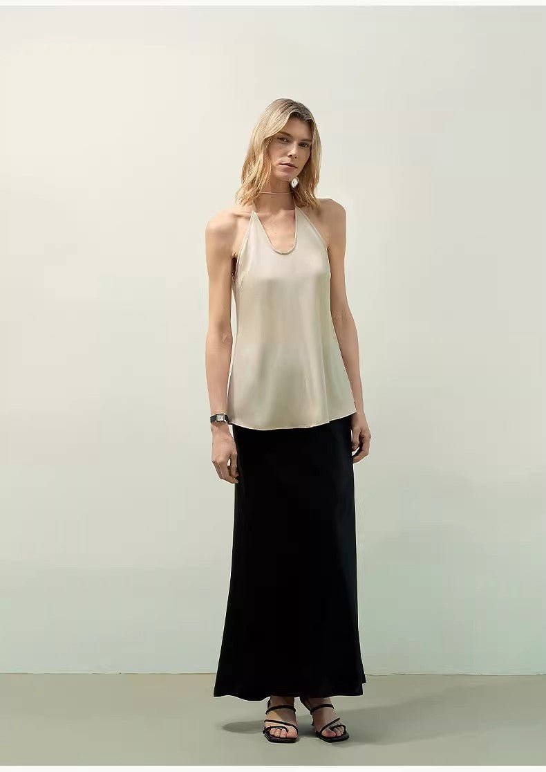 "Extremely luxurious" American EASTMAN acetate glossy bias - cut elegant slim fishtail skirt - variant_title