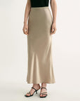 "Extremely luxurious" American EASTMAN acetate glossy bias - cut elegant slim fishtail skirt - variant_title