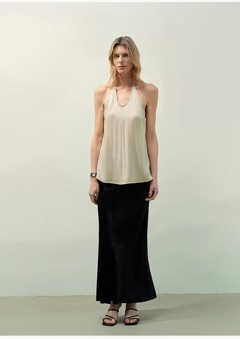 "Extremely luxurious" American EASTMAN acetate glossy bias - cut elegant slim fishtail skirt - variant_title