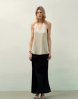 "Extremely luxurious" American EASTMAN acetate glossy bias - cut elegant slim fishtail skirt - variant_title