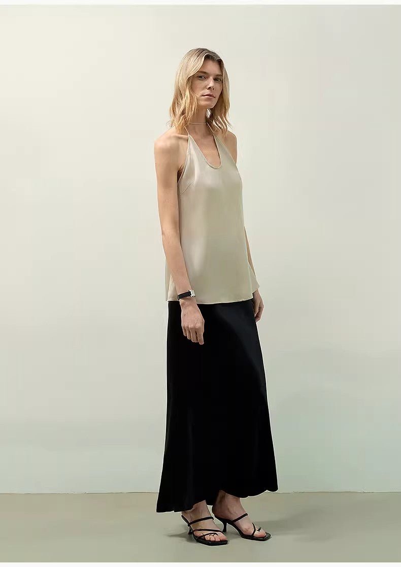 "Extremely luxurious" American EASTMAN acetate glossy bias - cut elegant slim fishtail skirt - variant_title