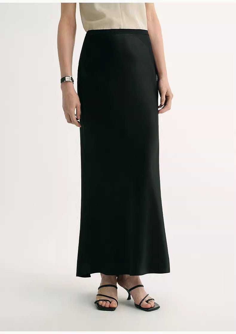 "Extremely luxurious" American EASTMAN acetate glossy bias - cut elegant slim fishtail skirt - variant_title