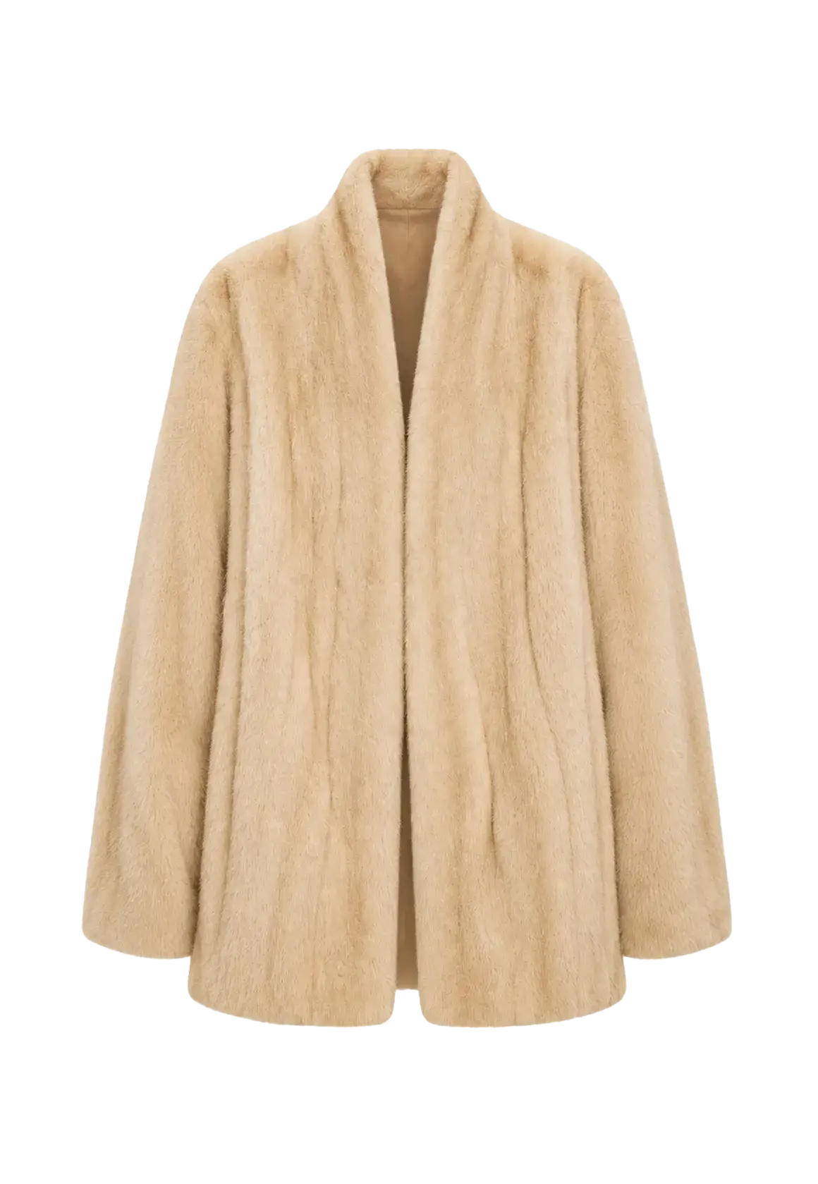 Fairy Mountain Dew Beige natural mink V-neck coat, transparent product view