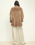 Fairy Mountain Dew Paschen mink coat on model, back view