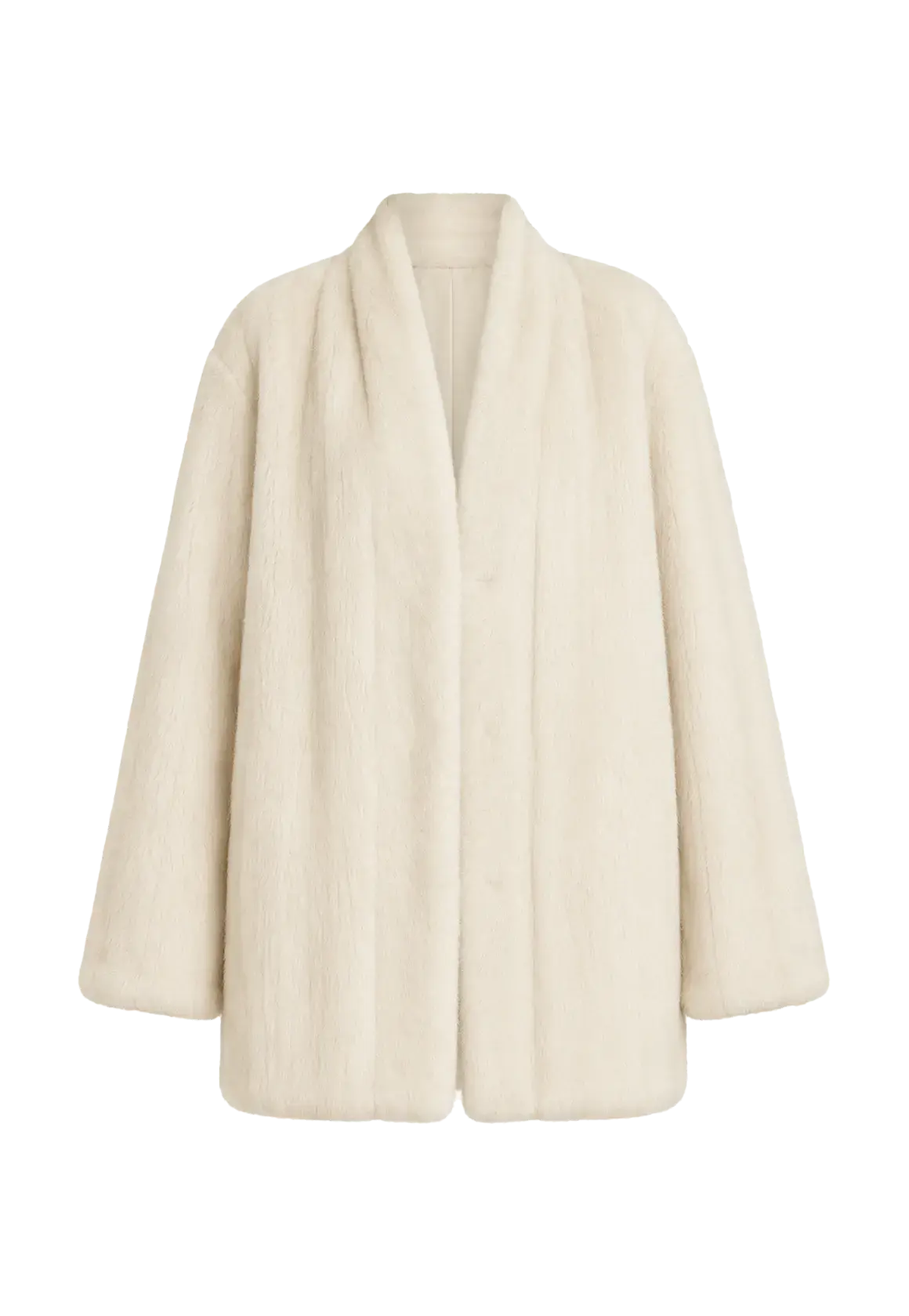 Fairy Mountain Dew Pearl natural mink V-neck coat, transparent product view