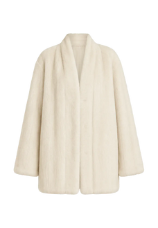 Fairy Mountain Dew Pearl natural mink V-neck coat, transparent product view