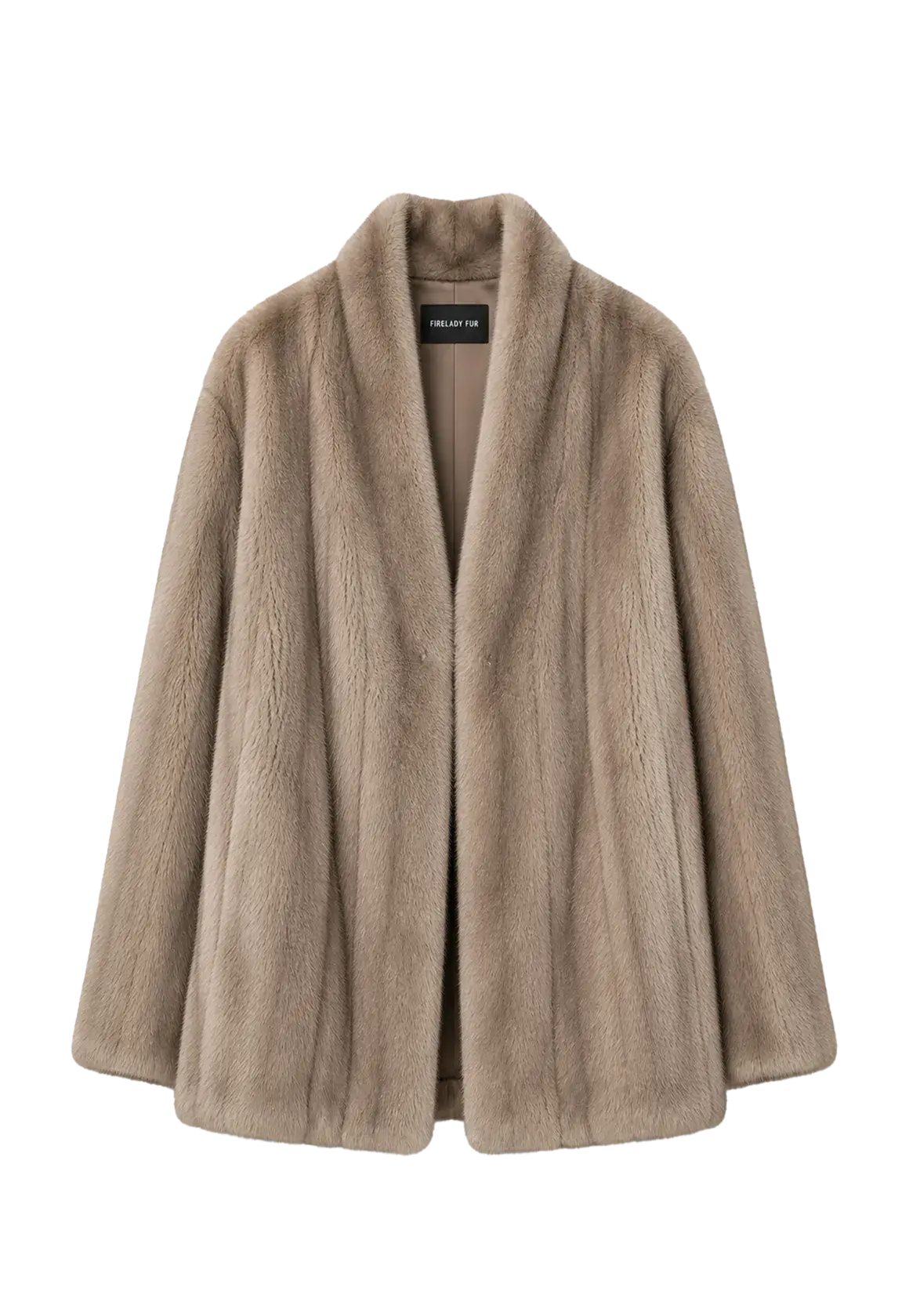 Fairy Mountain Dew Silver Blue mink V-neck coat, transparent product view
