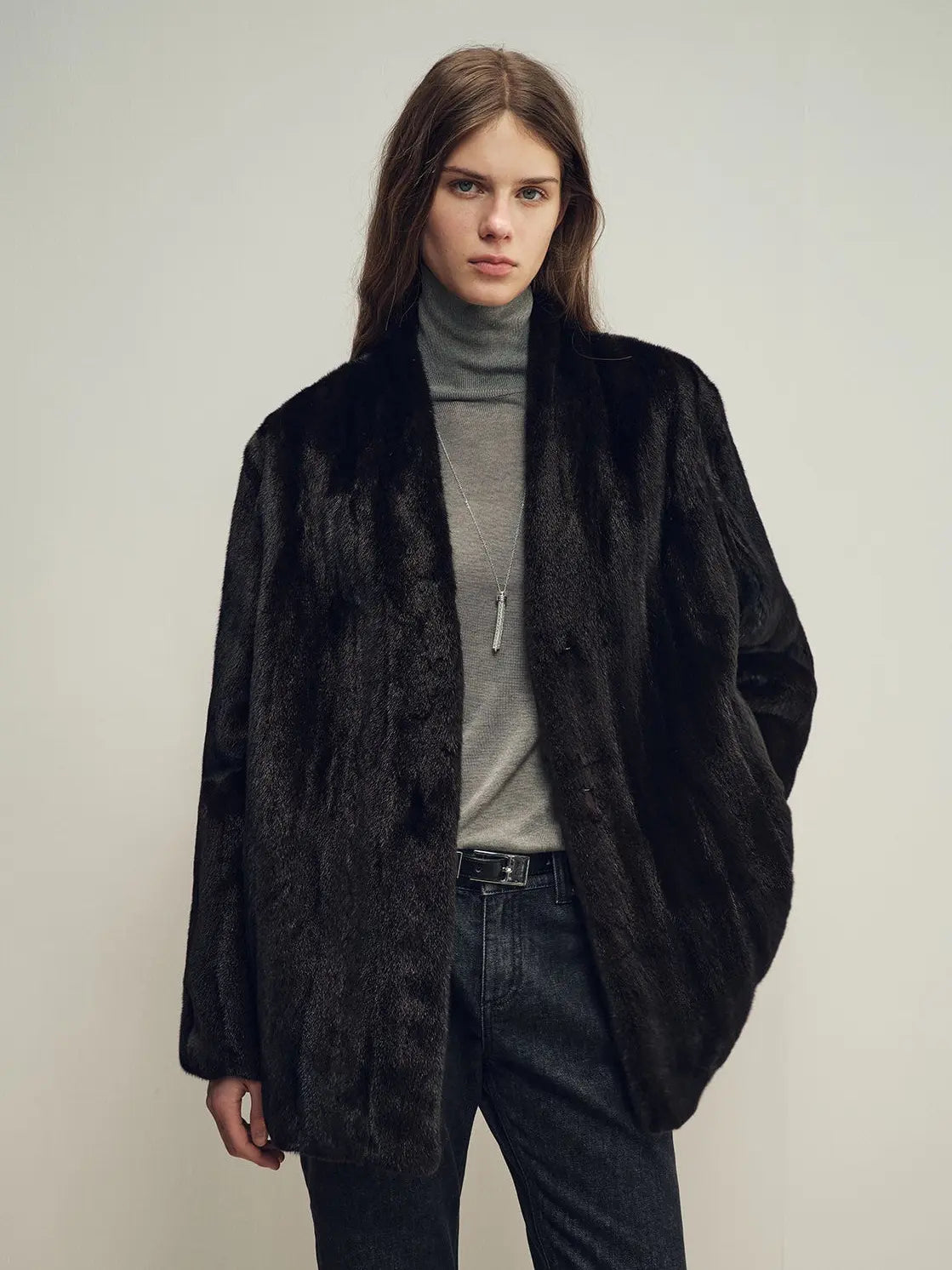 Fairy Mountain Dew Baccarat natural black mink coat on model