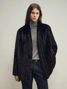 Fairy Mountain Dew Baccarat natural black mink coat on model
