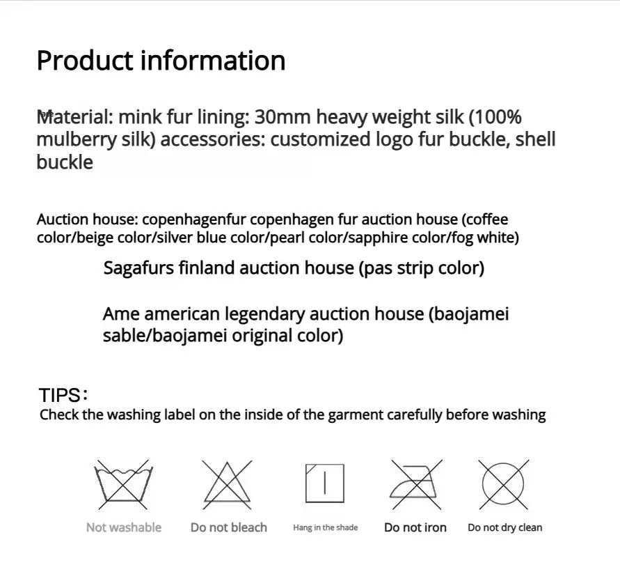 Fairy Mountain Dew mink materials, lining, auction source and care information