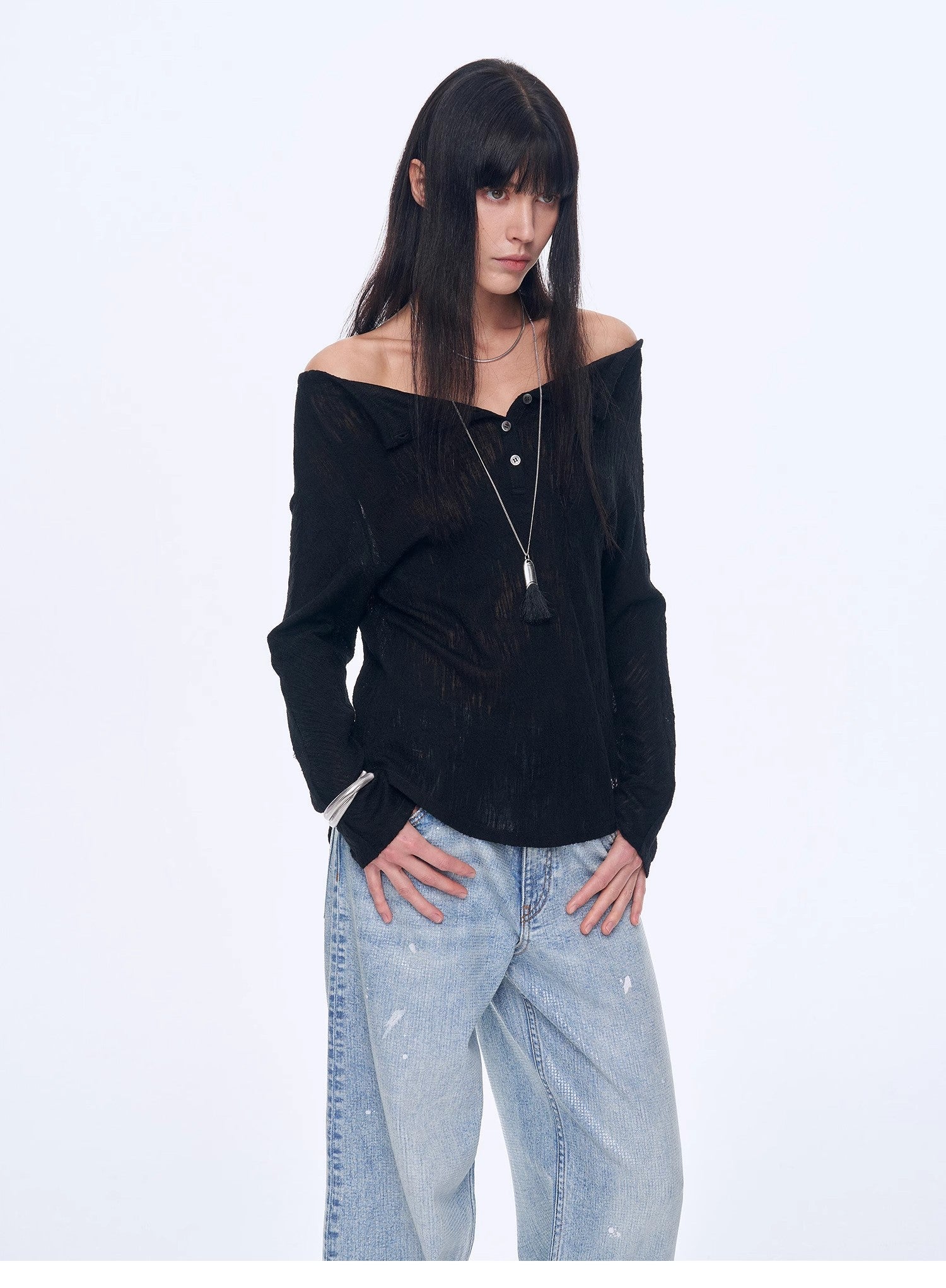 "Fashion Law" Casual One - shoulder Raglan Sleeve T-shirt Top - variant_title