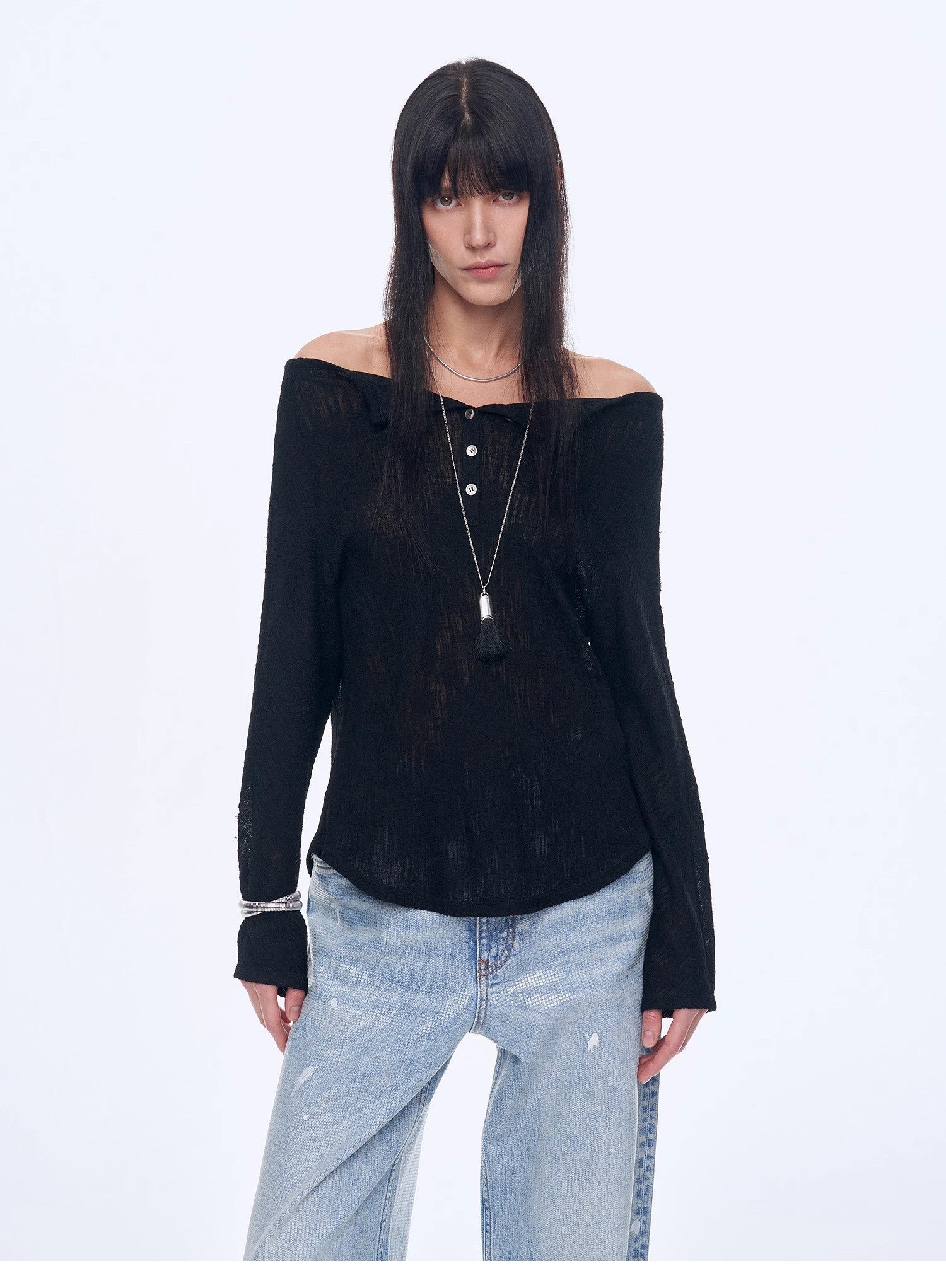 "Fashion Law" Casual One - shoulder Raglan Sleeve T-shirt Top - variant_title