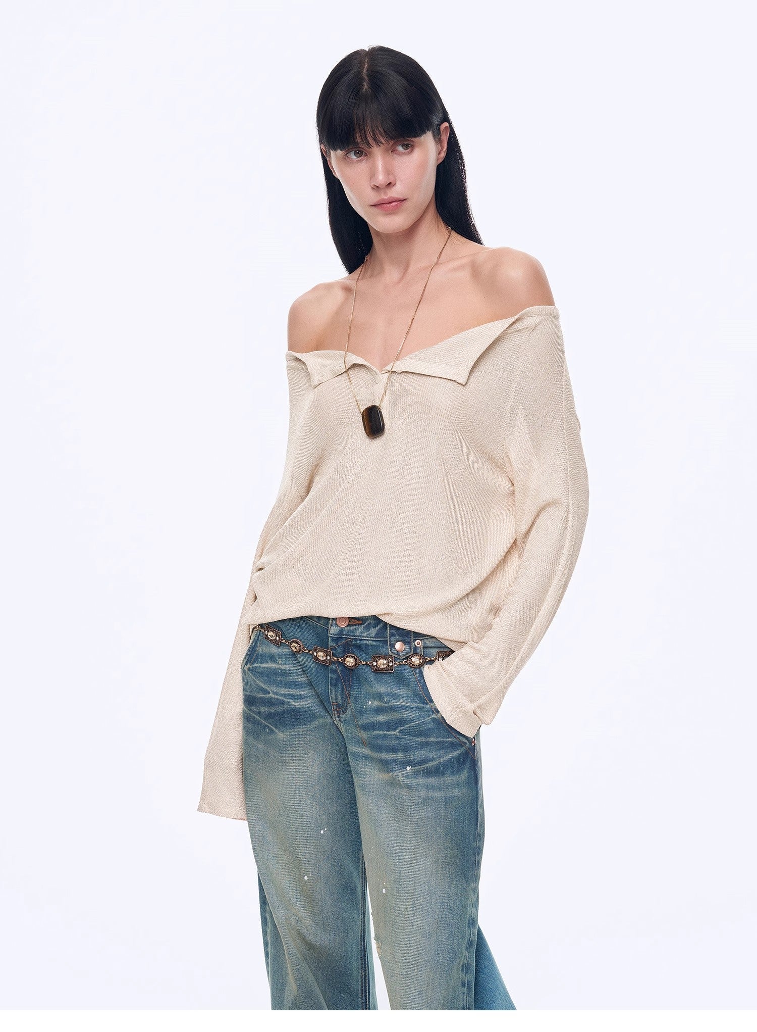 "Fashion Law" Casual One - shoulder Raglan Sleeve T-shirt Top - variant_title