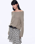 "Fashion Law" Casual One - shoulder Raglan Sleeve T-shirt Top - variant_title