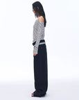 Fashionable off - shoulder Lyocell Tencel wool blended draped patchwork striped T-shirt"Picasso Lines" - variant_title