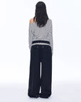 Fashionable off - shoulder Lyocell Tencel wool blended draped patchwork striped T-shirt"Picasso Lines" - variant_title