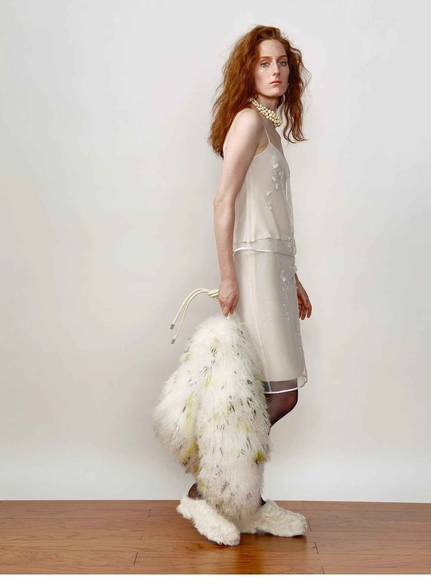 [FF × JW Collaboration - Fur - lined Slip - On Platform Sneakers] Casual and stylish design with wool, slip - on thick - soled sneakers that add height - variant_title