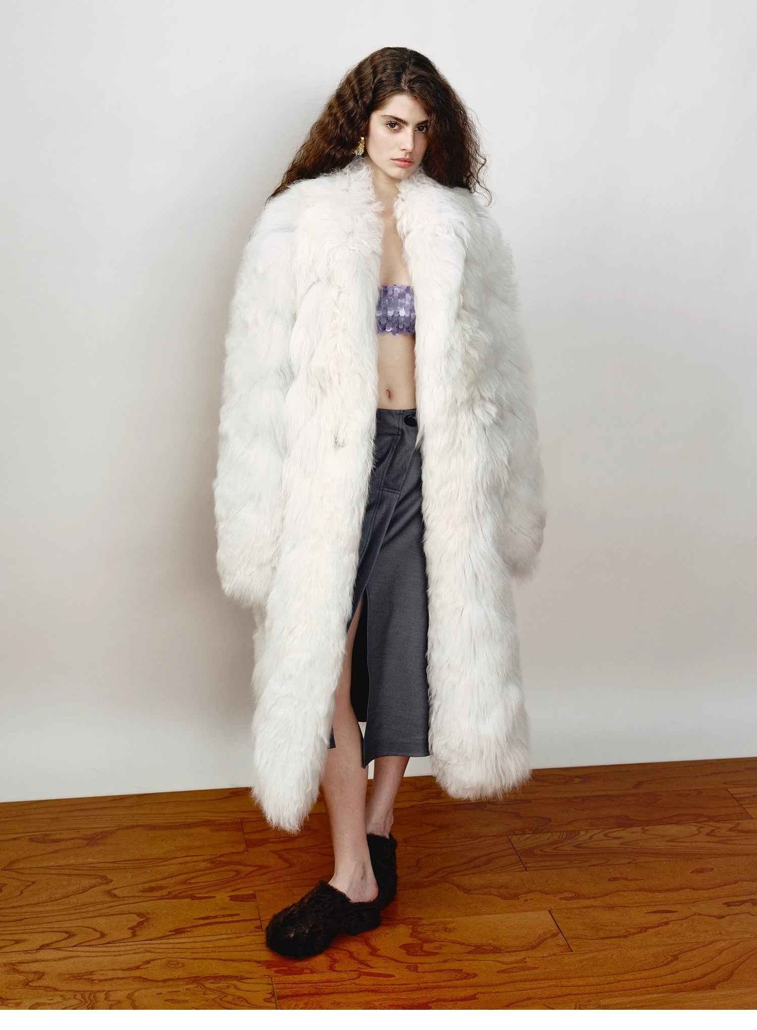 [FF × JW Collaboration - Fur - lined Slip - On Platform Sneakers] Casual and stylish design with wool, slip - on thick - soled sneakers that add height - variant_title